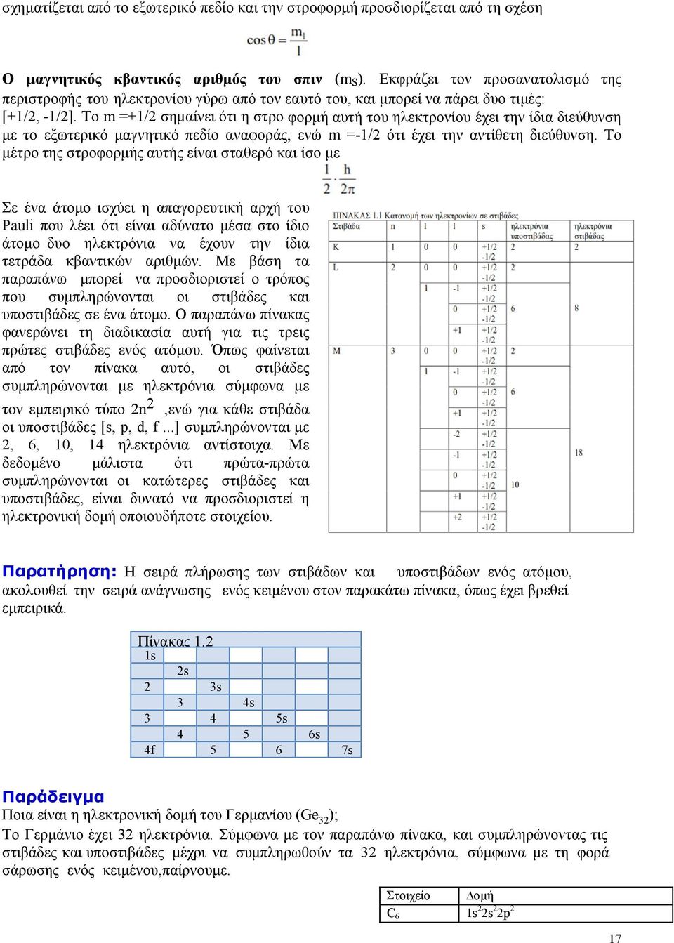 Το m =+1/2 σημαίνει ότι η στρο φορμή αυτή του ηλεκτρονίου έχει την ίδια διεύθυνση με το εξωτερικό μαγνητικό πεδίο αναφοράς, ενώ m =-1/2 ότι έχει την αντίθετη διεύθυνση.