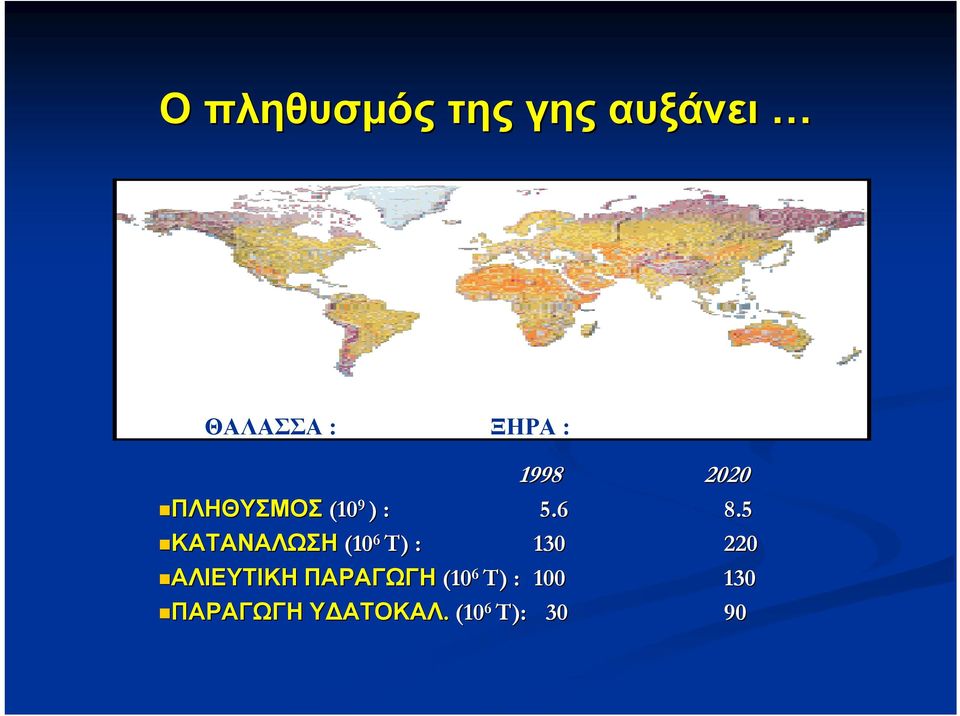 5 ΚΑΤΑΝΑΛΩΣΗ (10 6 T) : 130 220 ΑΛΙΕΥΤΙΚΗ