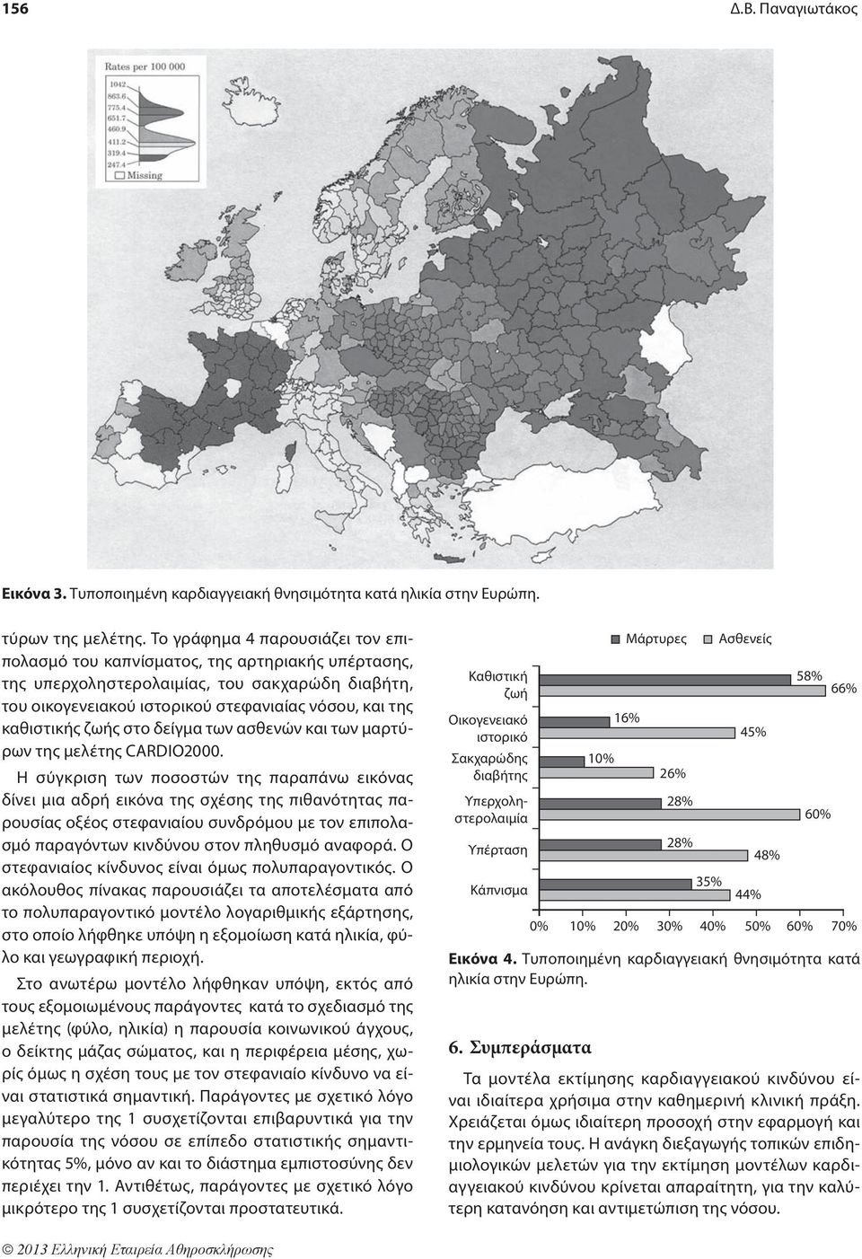 ζωής στο δείγμα των ασθενών και των μαρτύρων της μελέτης CARDI2000.