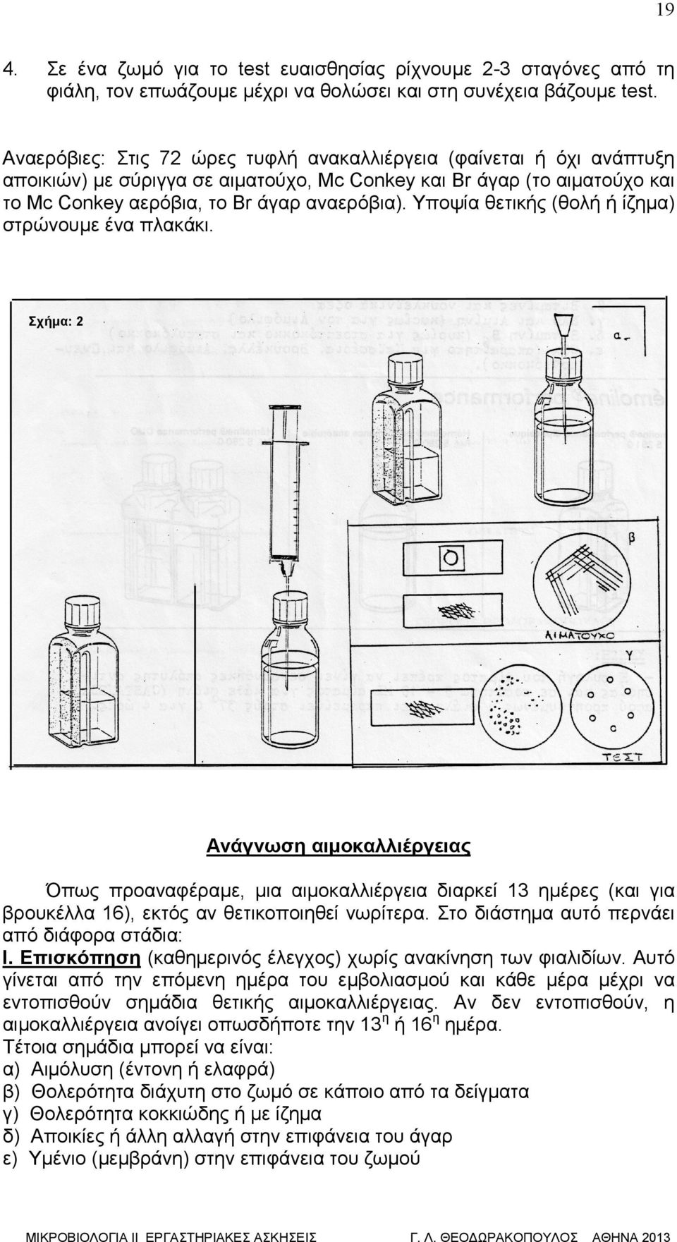 Υποψία θετικής (θολή ή ίζημα) στρώνουμε ένα πλακάκι.