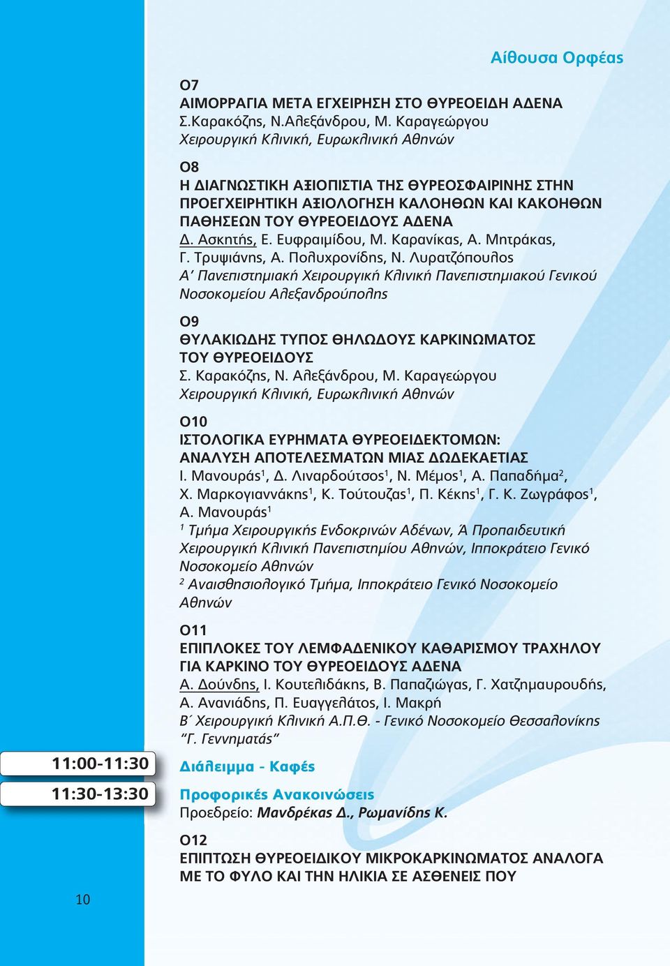 Ευφραιμίδου, Μ. Καρανίκας, Α. Μητράκας, Γ. Τρυψιάνης, Α. Πολυχρονίδης, Ν.