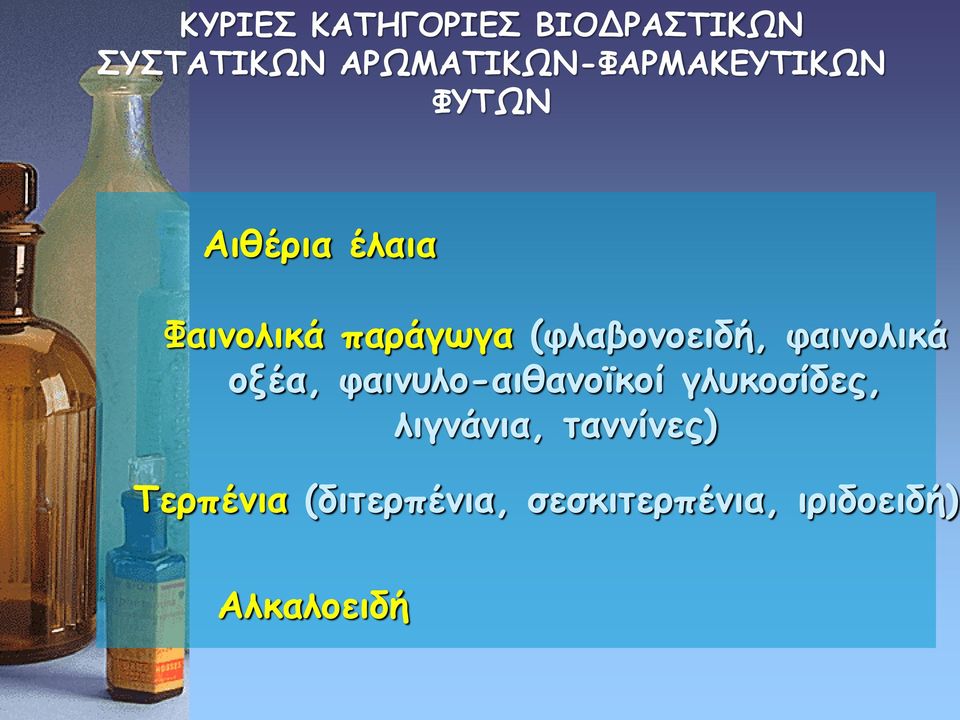 παράγωγα (φλαβονοειδή, φαινολικά οξέα, φαινυλο-αιθανοϊκοί