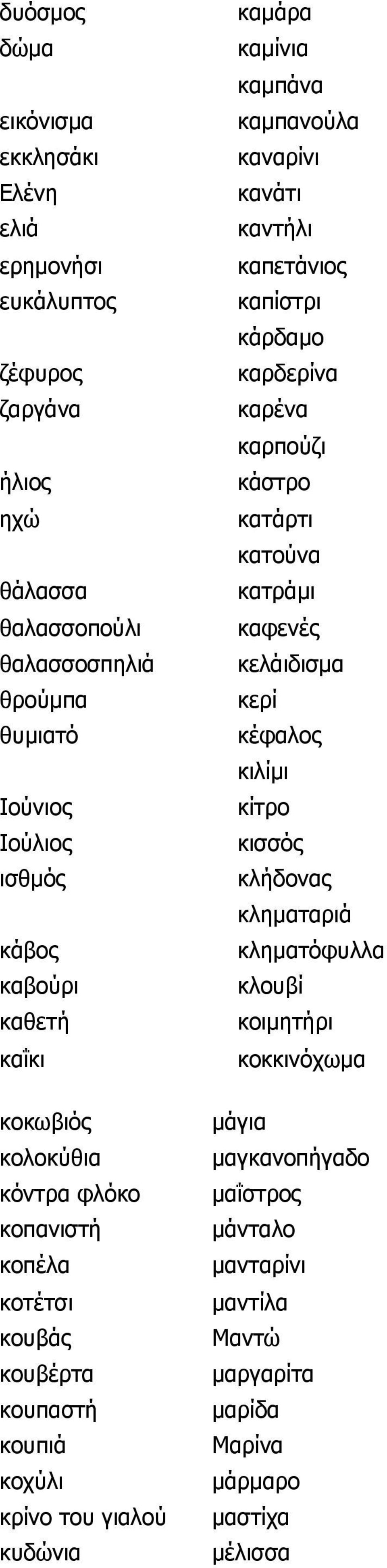 Ιούλιος κισσός ισθμός κλήδονας κληματαριά κάβος κληματόφυλλα καβούρι κλουβί καθετή κοιμητήρι καΐκι κοκκινόχωμα κοκωβιός μάγια κολοκύθια μαγκανοπήγαδο κόντρα φλόκο