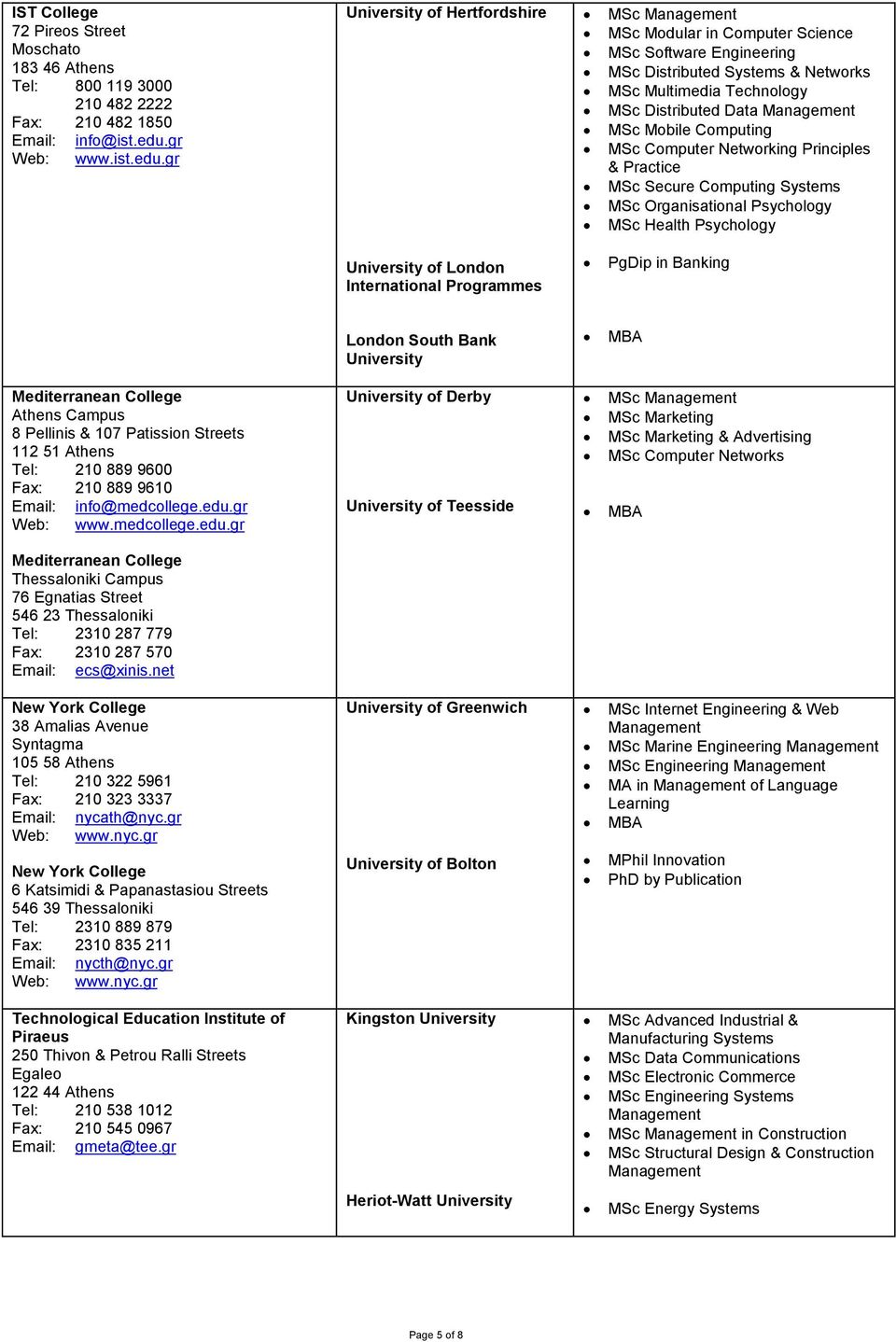 gr University of Hertfordshire University of London International Programmes MSc MSc Modular in Computer Science MSc Software Engineering MSc Distributed Systems & Networks MSc Multimedia Technology