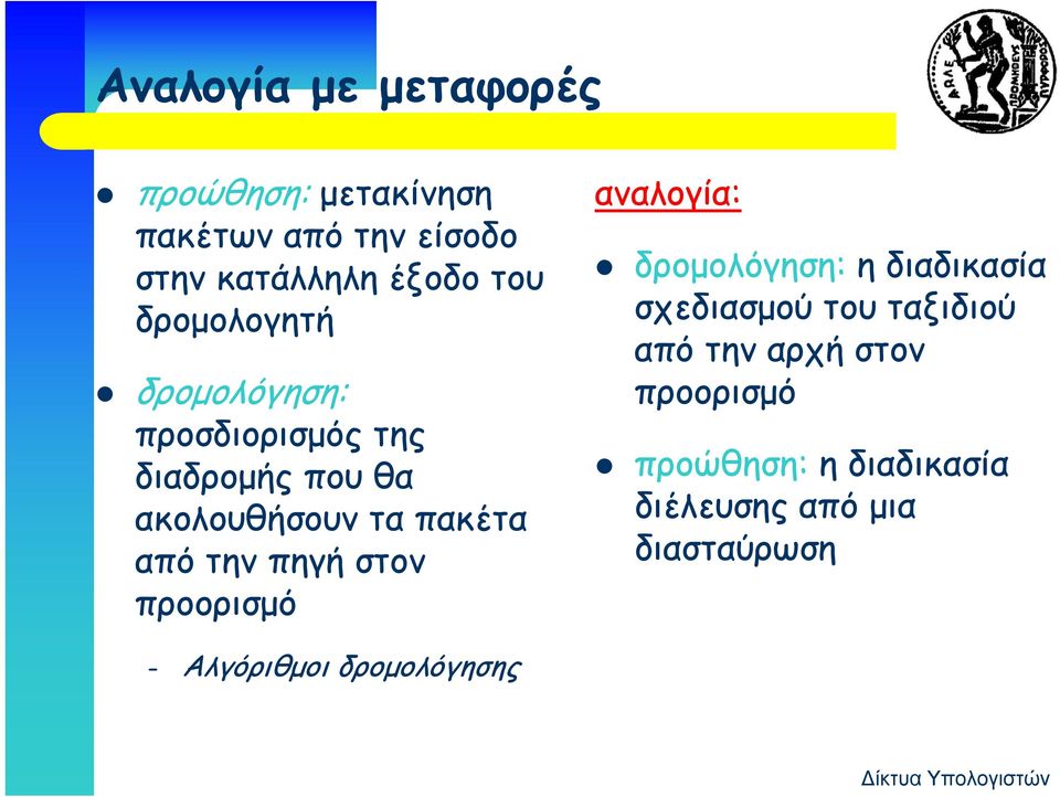 πηγή στον προορισμό αναλογία: δρομολόγηση: η διαδικασία σχεδιασμού του ταξιδιού από την