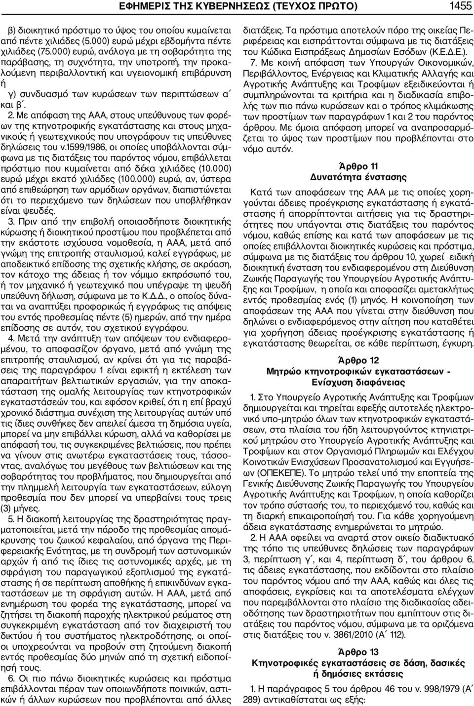 Με απόφαση της ΑΑΑ, στους υπεύθυνους των φορέ ων της κτηνοτροφικής εγκατάστασης και στους μηχα νικούς ή γεωτεχνικούς που υπογράφουν τις υπεύθυνες δηλώσεις του ν.