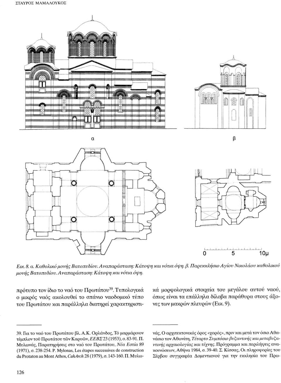 Τυπολογικά ο μικρός ναός ακολουθεί το σπάνιο ναοδομικό τύπο του Πρωτάτου και παράλληλα διατηρεί χαρακτηριστικά μορφολογικά στοιχεία του μεγάλου αυτού ναού, όπως είναι τα επάλληλα δίλοβα παράθυρα