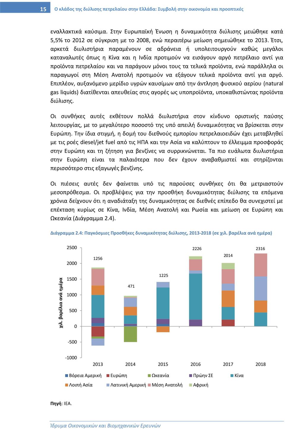 Έτσι, αρκετά διυλιστήρια παραμένουν σε αδράνεια ή υπολειτουργούν καθώς μεγάλοι καταναλωτές όπως η Κίνα και η Ινδία προτιμούν να εισάγουν αργό πετρέλαιο αντί για προϊόντα πετρελαίου και να παράγουν