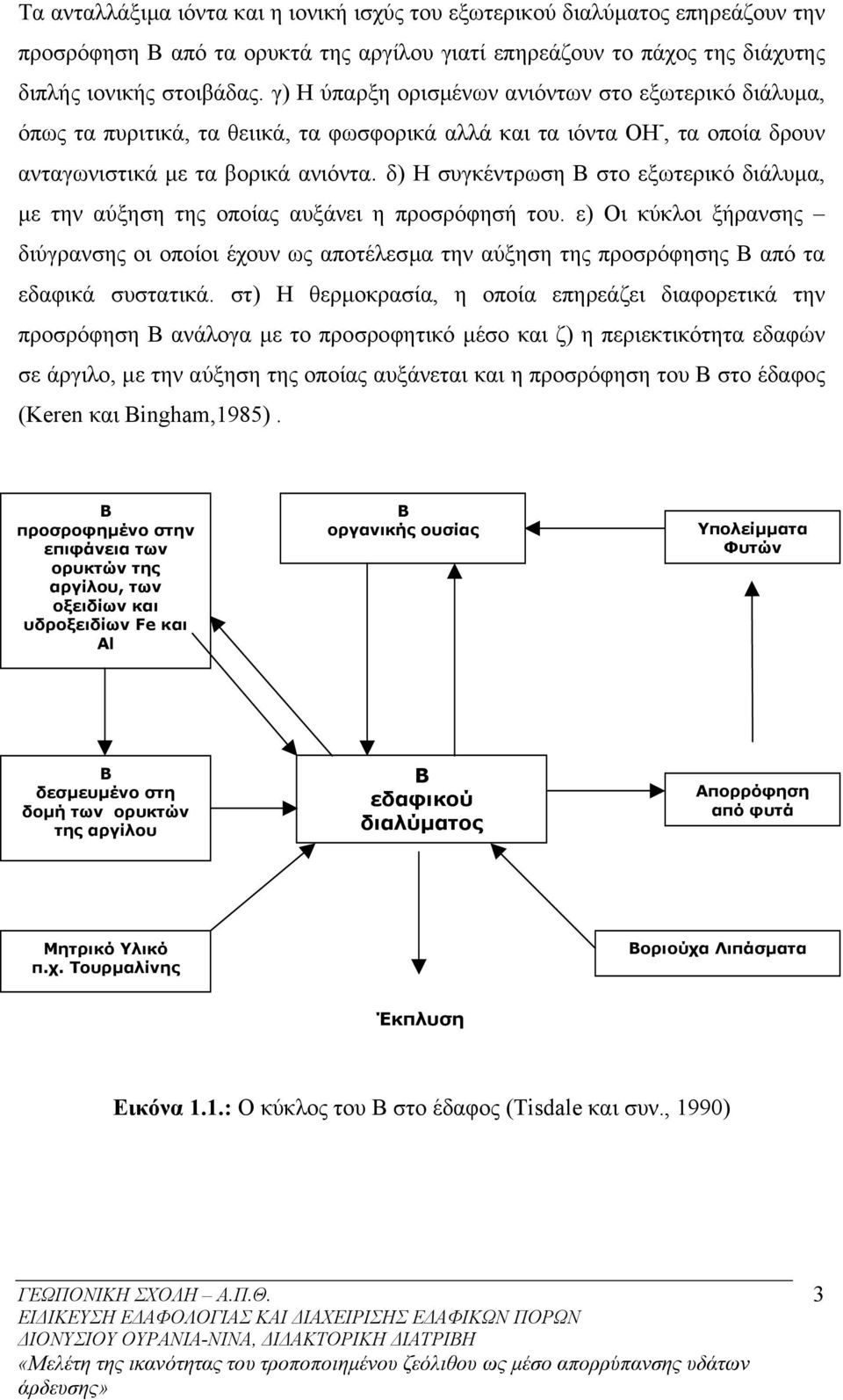 δ) Η συγκέντρωση Β στο εξωτερικό διάλυµα, µε την αύξηση της οποίας αυξάνει η προσρόφησή του.