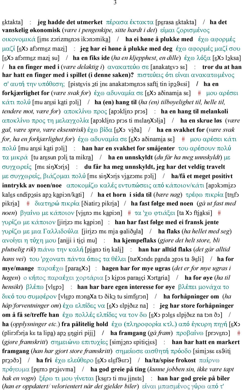 / ha en finger med i (være delaktig i) ανακατεύω σε [anakatεvǥ sε] : tror du at han har hatt en finger med i spillet (i denne saken)?