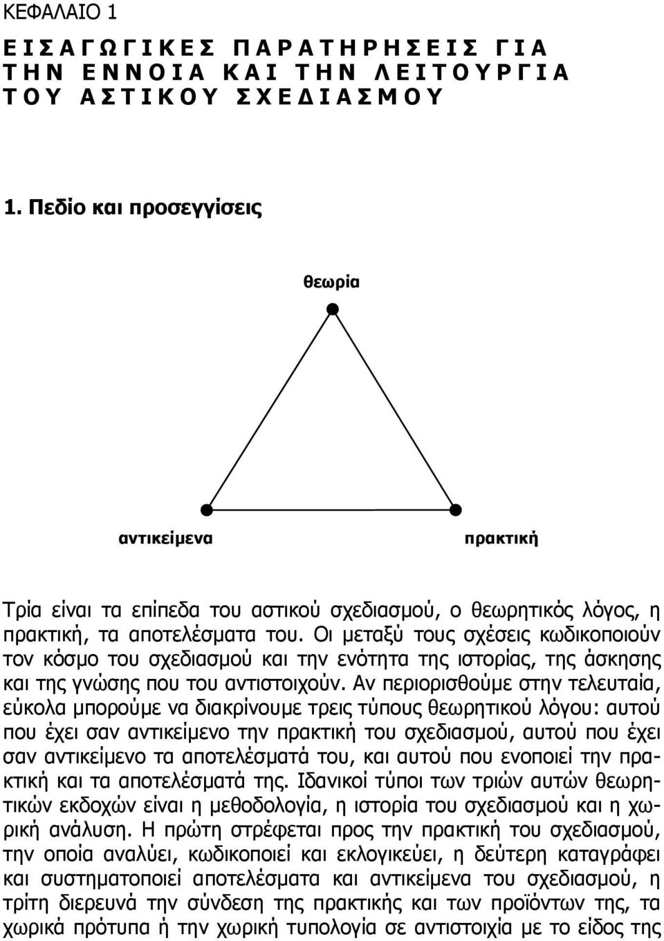 Οι µεταξύ τους σχέσεις κωδικοποιούν τον κόσµο του σχεδιασµού και την ενότητα της ιστορίας, της άσκησης και της γνώσης που του αντιστοιχούν.