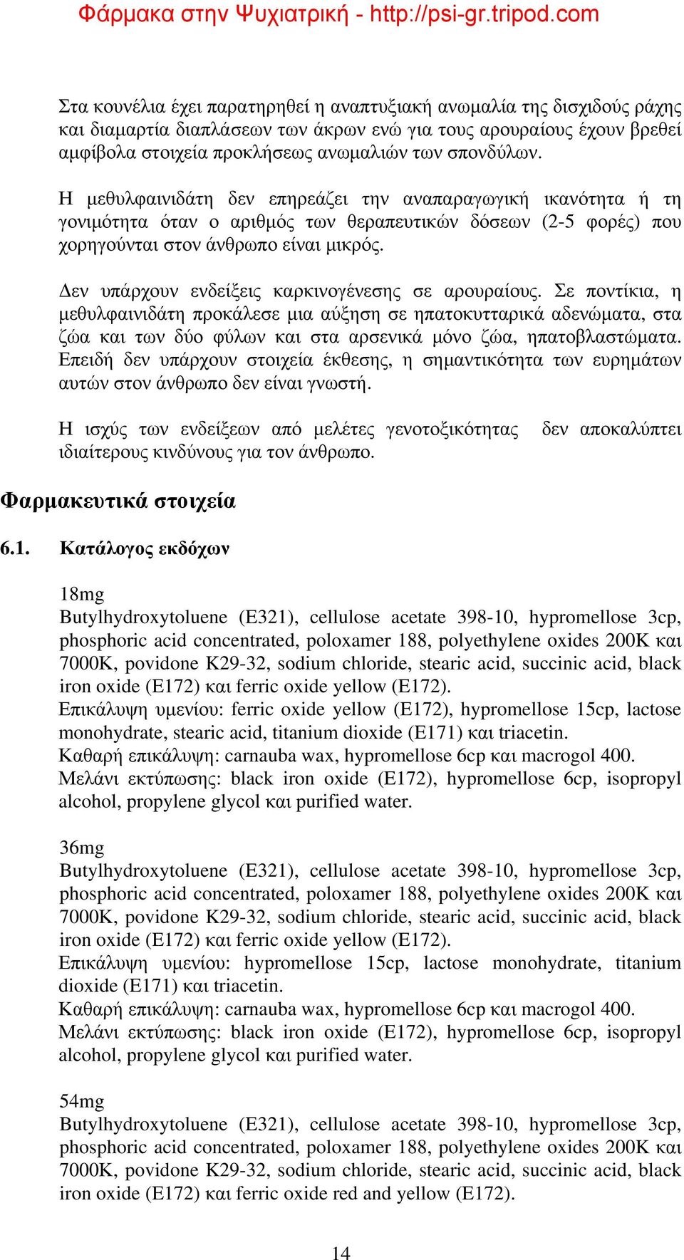 Δεν υπάρχουν ενδείξεις καρκινογένεσης σε αρουραίους.