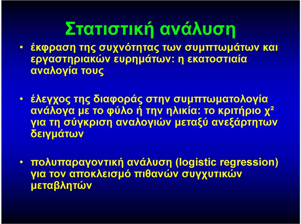 την ηλικία: το κριτήριο χ² για τη σύγκριση αναλογιών μεταξύ ανεξάρτητων δειγμάτων