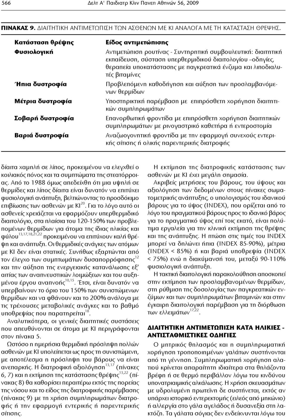 υπερθερμιδικού διαιτολογίου οδηγίες, θεραπεία υποκατάστασης με παγκρεατικά ένζυμα και λιποδιαλυτές βιταμίνες Προβλεπόμενη καθοδήγηση και αύξηση των προσλαμβανόμενων θερμίδων Υποστηρικτική παρέμβαση