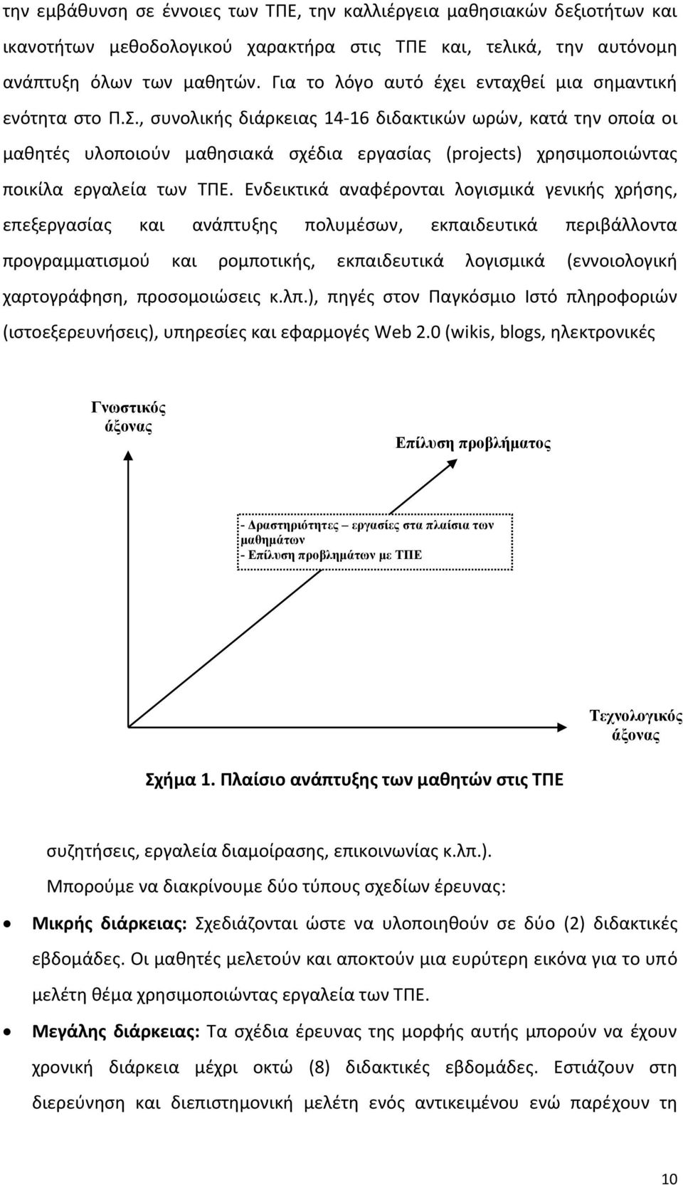 , συνολικής διάρκειας 14 16 διδακτικών ωρών, κατά την οποία οι μαθητές υλοποιούν μαθησιακά σχέδια εργασίας (projects) χρησιμοποιώντας ποικίλα εργαλεία των ΤΠΕ.