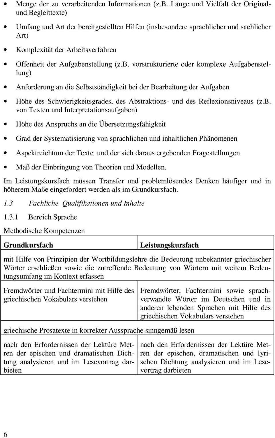 Länge und Vielfalt der Originalund Begleittexte) Umfang und Art der bereitgestellten Hilfen (insbesondere sprachlicher und sachlicher Art) Komplexität der Arbeitsverfahren Offenheit der