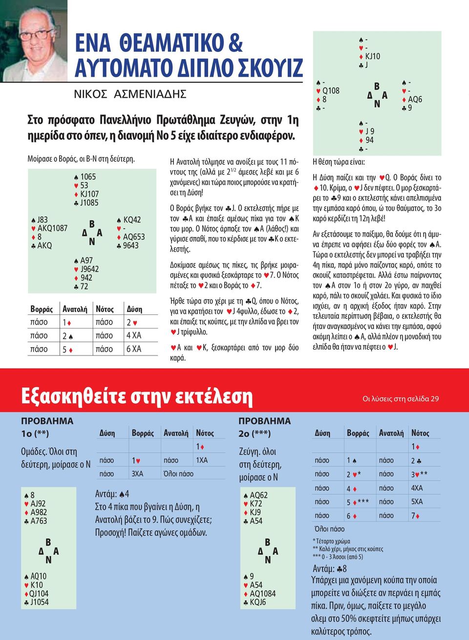 J9642 ^ 942 & 72 ΝΙΚΟΣ ΑΣΜΕΝΙΑ ΗΣ Στο πρόσφατο Πανελλήνιο Πρωτάθλημα Ζευγών, στην 1η ημερίδα στο όπεν, η διανομή Νο 5 είχε ιδιαίτερο ενδιαφέρον.