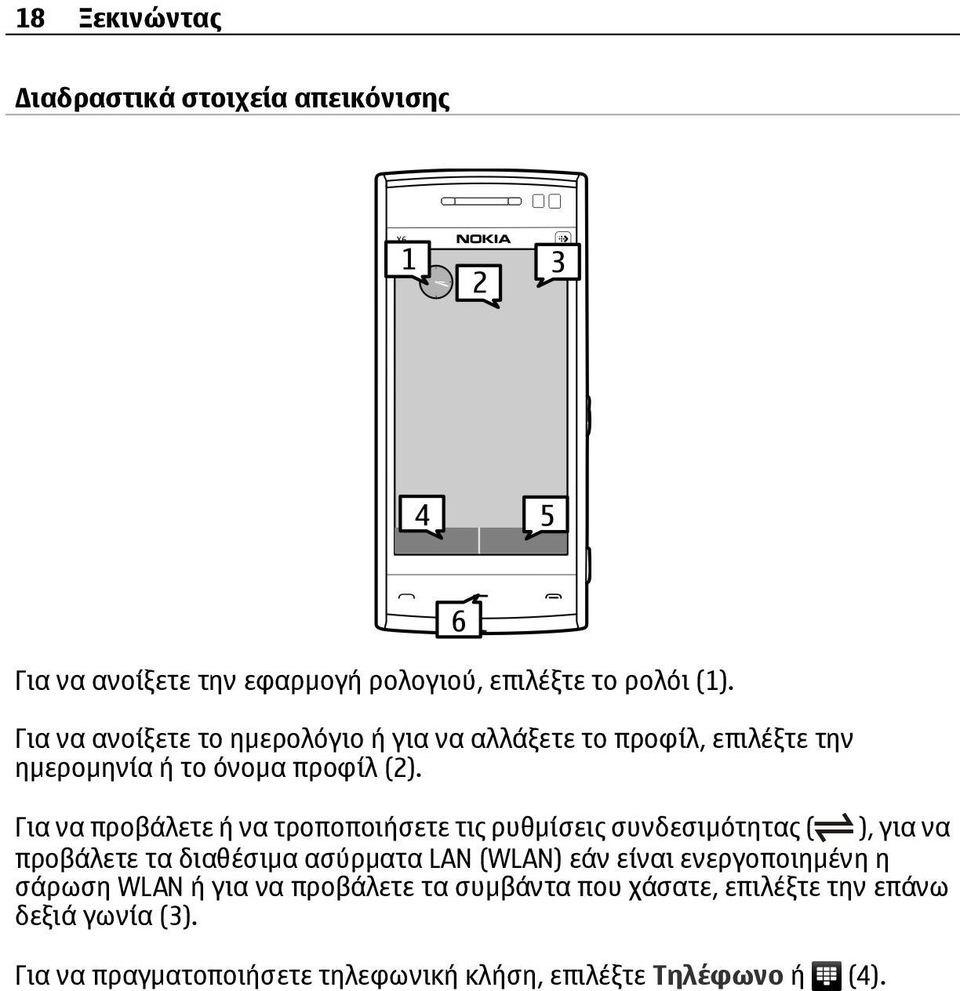 Για να προβάλετε ή να τροποποιήσετε τις ρυθμίσεις συνδεσιμότητας ( ), για να προβάλετε τα διαθέσιμα ασύρματα LAN (WLAN) εάν είναι