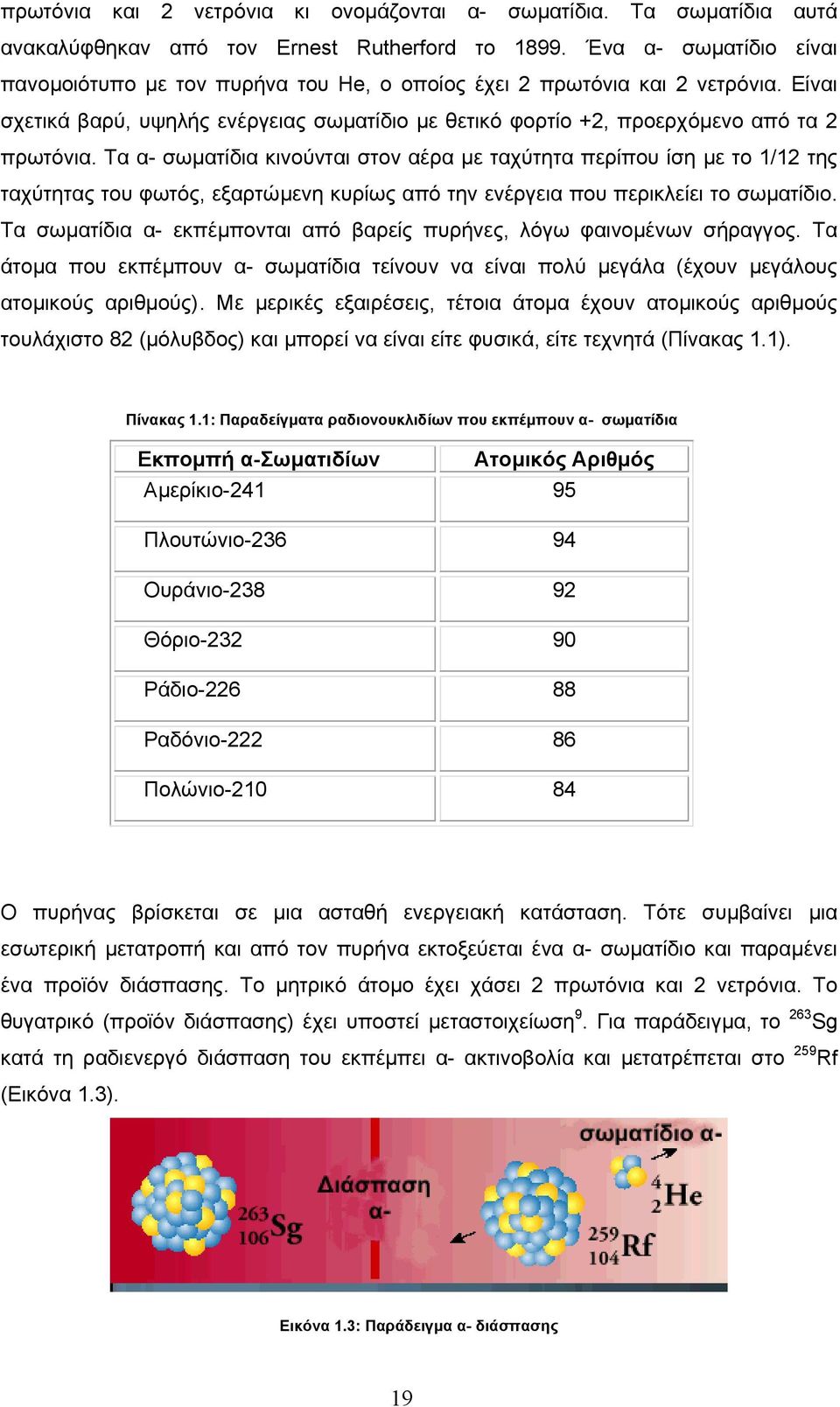 Τα α- σωµατίδια κινούνται στον αέρα µε ταχύτητα περίπου ίση µε το 1/12 της ταχύτητας του φωτός, εξαρτώµενη κυρίως από την ενέργεια που περικλείει το σωµατίδιο.