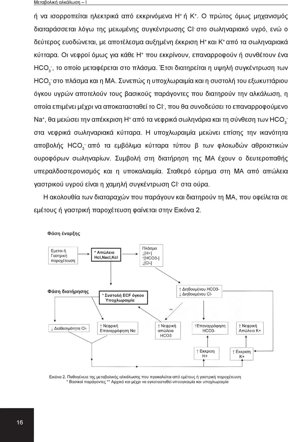 Οι νεφροί όμως για κάθε H + που εκκρίνουν, επαναρροφούν ή συνθέτουν ένα HCO 3, το οποίο μεταφέρεται στο πλάσμα. Έτσι διατηρείται η υψηλή συγκέντρωση των HCO 3 στο πλάσμα και η ΜΑ.