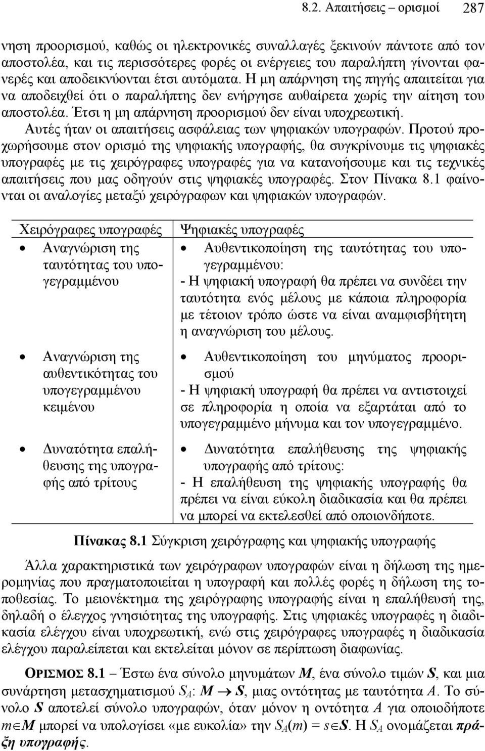 Έτσι η µη απάρνηση προορισµού δεν είναι υποχρεωτική. Αυτές ήταν οι απαιτήσεις ασφάλειας των ψηφιακών υπογραφών.