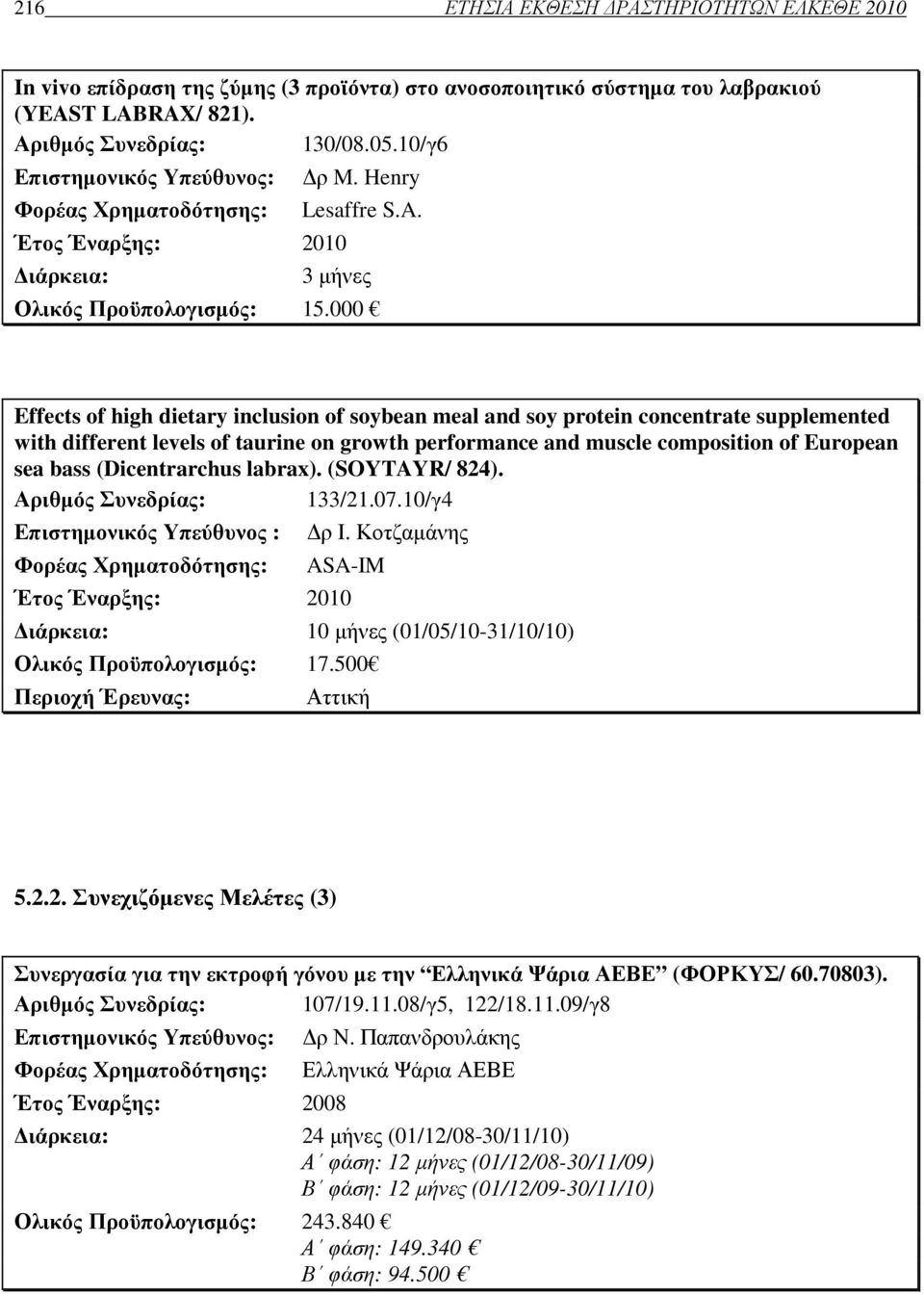 000 Effects of high dietary inclusion of soybean meal and soy protein concentrate supplemented with different levels of taurine on growth performance and muscle composition of European sea bass