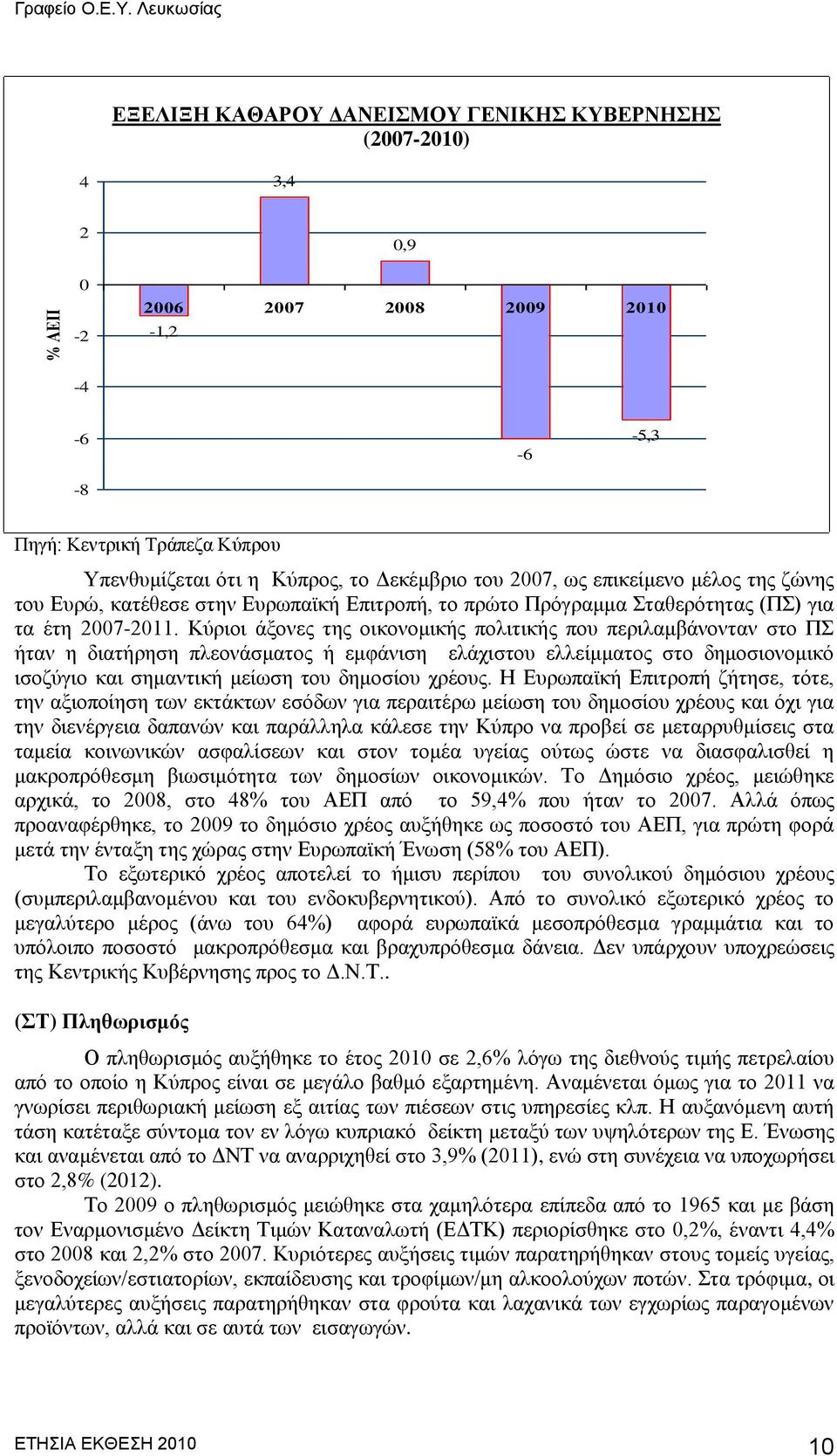 2007, σο επηθείκελν κέινο ηεο δψλεο ηνπ Δπξψ, θαηέζεζε ζηελ Δπξσπατθή Δπηηξνπή, ην πξψην Πξφγξακκα ηαζεξφηεηαο (Π) γηα ηα έηε 2007-2011.