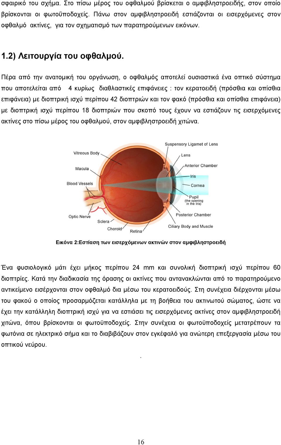 Πέρα από την ανατοµική του οργάνωση, ο οφθαλµός αποτελεί ουσιαστικά ένα οπτικό σύστηµα που αποτελείται από 4 κυρίως διαθλαστικές επιφάνειες : τον κερατοειδή (πρόσθια και οπίσθια επιφάνεια) µε