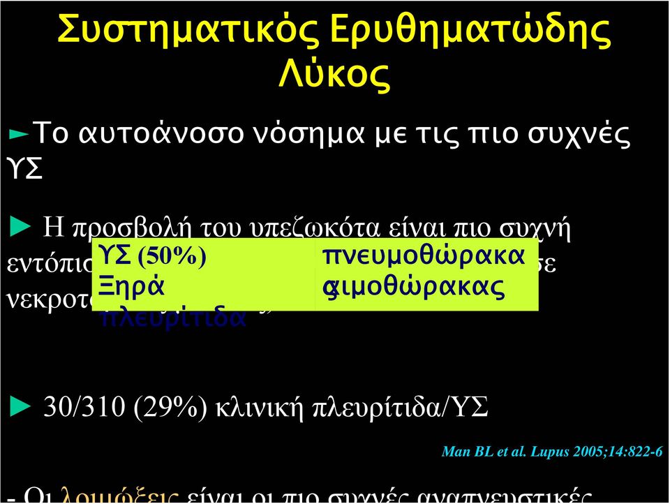 πνευμοθώρακα (78-93% σε νεκροτομικές Ξηρά μελέτες) αιμοθώρακας ς