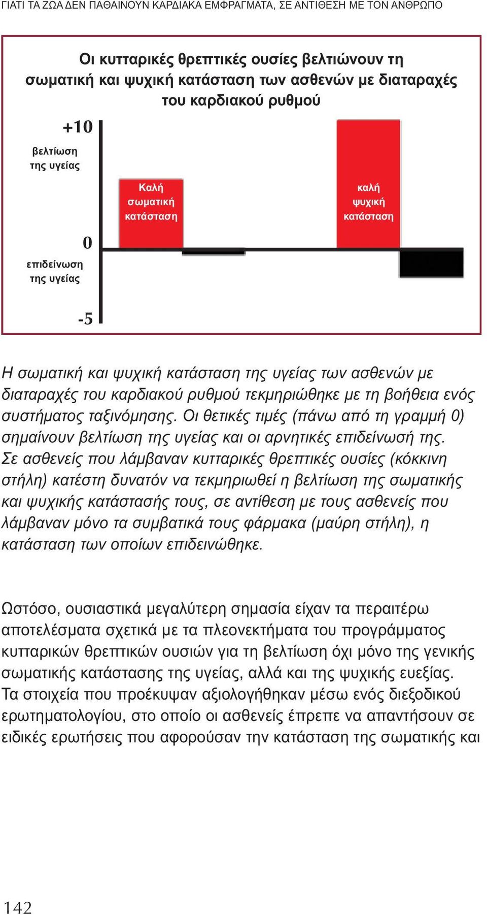 με τη βοήθεια ενός συστήματος ταξινόμησης. Οι θετικές τιμές (πάνω από τη γραμμή 0) σημαίνουν βελτίωση της υγείας και οι αρνητικές επιδείνωσή της.