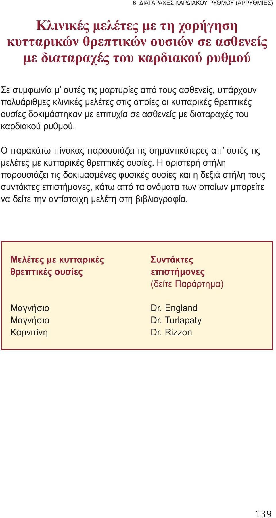 Ο παρακάτω πίνακας παρουσιάζει τις σημαντικότερες απ αυτές τις μελέτες με κυτταρικές θρεπτικές ουσίες.