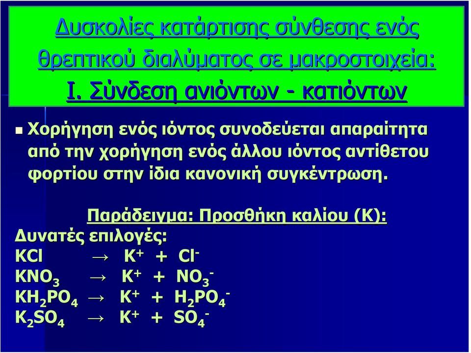 ενός άλλου ιόντος αντίθετου φορτίου στην ίδια κανονική συγκέντρωση.