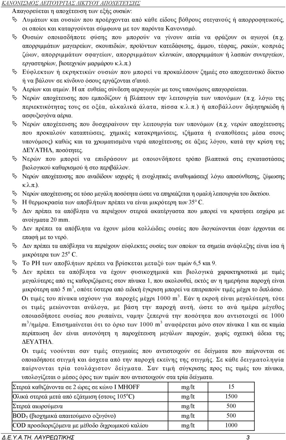 απορριμμάτων μαγειρείων, σκουπιδιών, προϊόντων κατεδάφισης, άμμου, τέφρας, ρακών, κοπριάς ζώων, απορριμμάτων σφαγείων, απορριμμάτων κλινικών, απορριμμάτων ή λασπών συνεργείων, εργαστηρίων, βιοτεχνιών