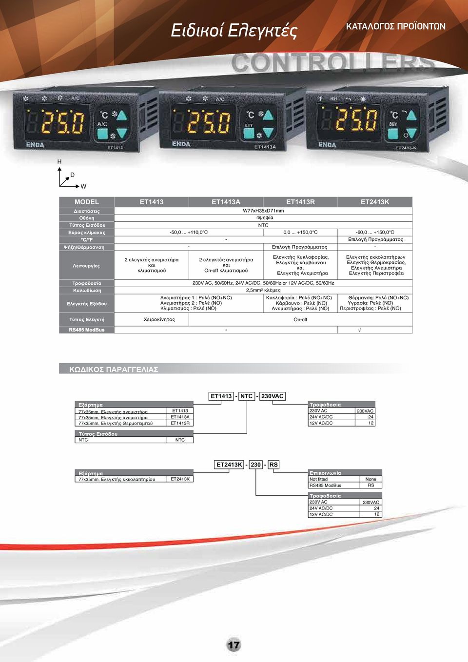 50/60z Ανεμιστήρας 1 : Ρελέ (NO+NC) Ανεμιστήρας 2 : Ρελέ (NO) Κλιματισμός : Ρελέ (NO) 2,5mm² κλέμες Ελεγκτής Κυκλοφορίας, Ελεγκτής κάρβουνου και Ελεγκτής Ανεμιστήρα Κυκλοφορία : Ρελέ (NO+NC) Κάρβουνο