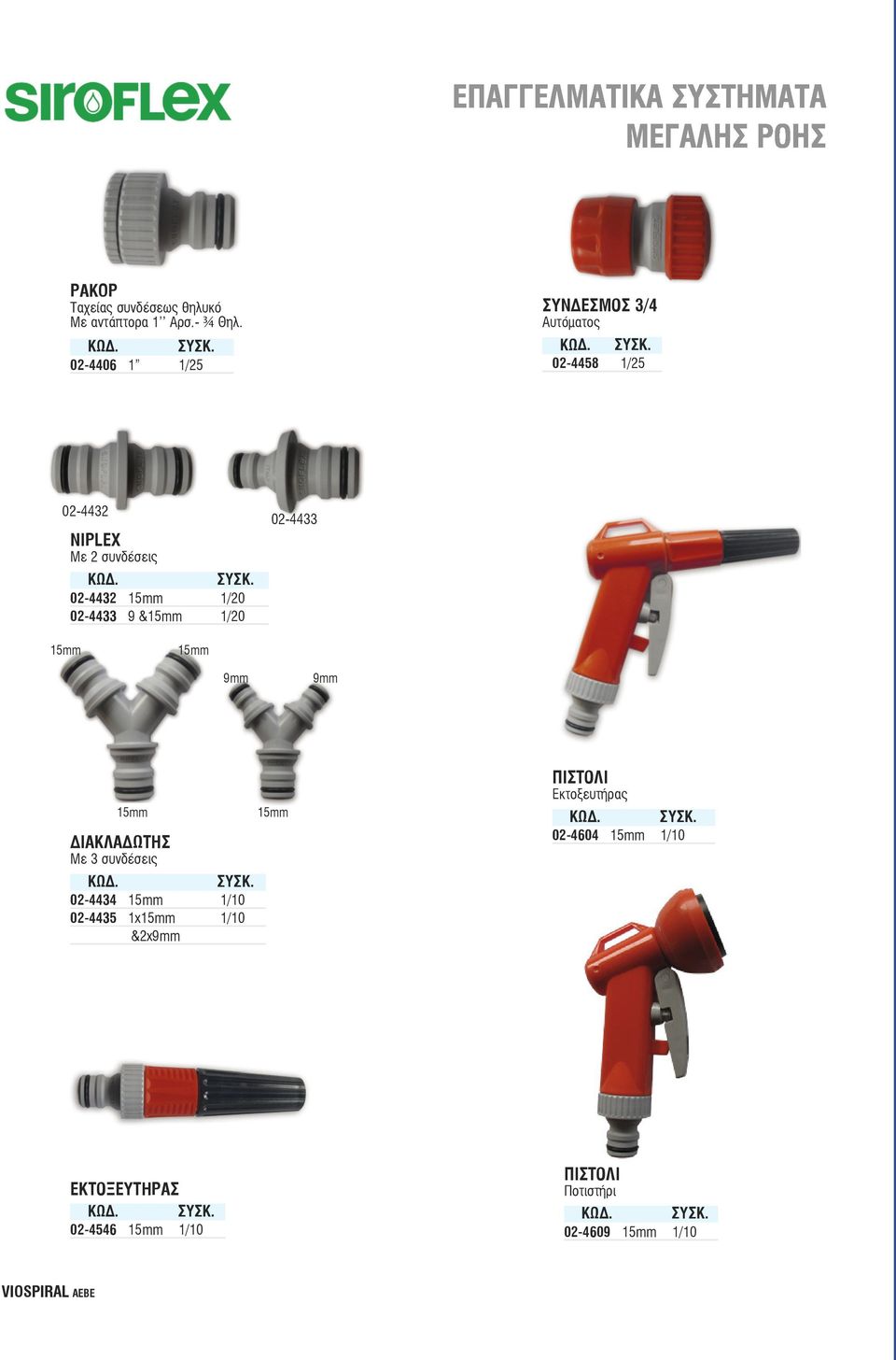 15mm 1/20 0,75 02-4433 9 &15mm 1/20 0,75 15mm 15mm 9mm 9mm 15mm ΔIAKΛAΔΩTHΣ Mε 3 συνδέσεις 15mm 02-4434 15mm