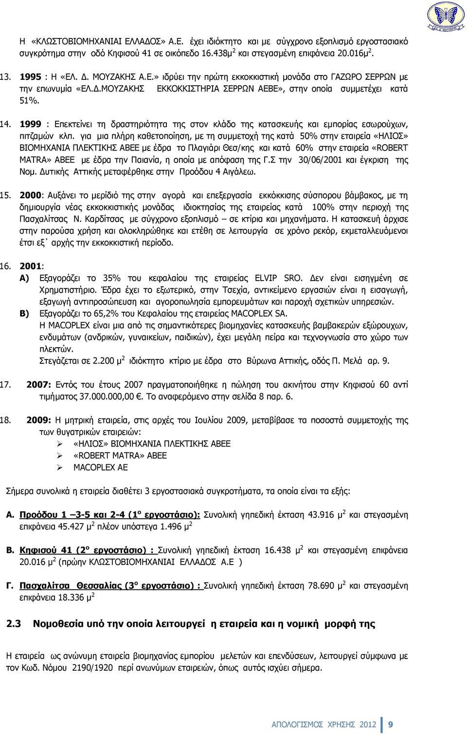 1999 : Επεκτείνει τη δραστηριότητα της στον κλάδο της κατασκευής και εμπορίας εσωρούχων, πιτζαμών κλπ.