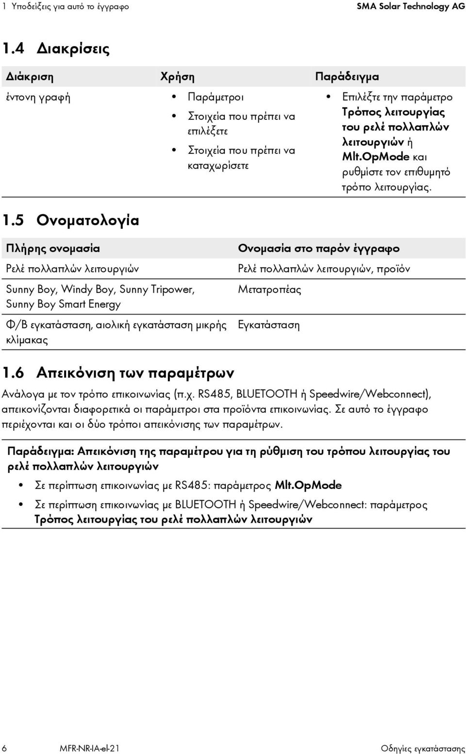 OpMode και ρυθμίστε τον επιθυμητό τρόπο λειτουργίας.