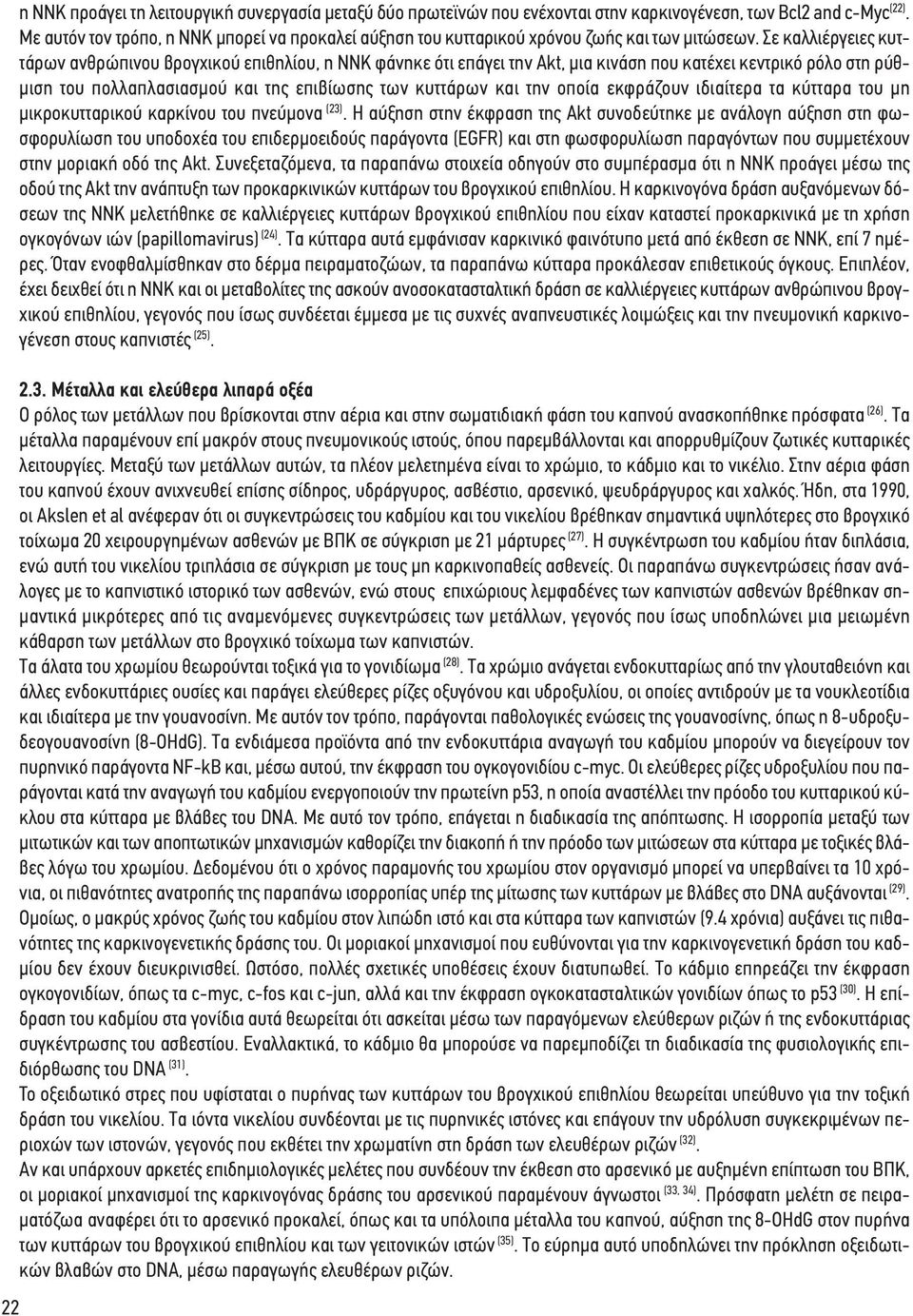 Σε καλλιέργειες κυττάρων ανθρώπινου βρογχικού επιθηλίου, η ΝΝΚ φάνηκε ότι επάγει την Αkt, μια κινάση που κατέχει κεντρικό ρόλο στη ρύθμιση του πολλαπλασιασμού και της επιβίωσης των κυττάρων και την