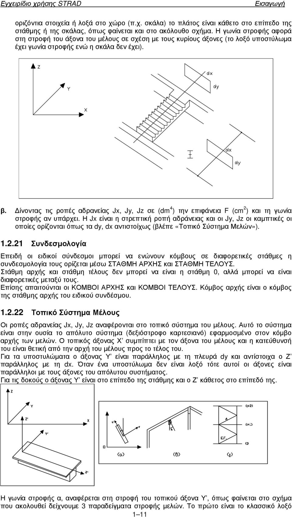 ίνοντας τις ροπές αδρανείας Jx, Jy, Jz σε (dm 4 ) την επιφάνεια F (cm 2 ) και τη γωνία στροφής αν υπάρχει.