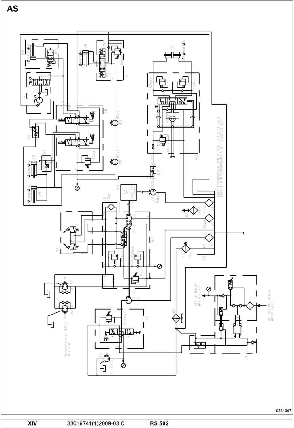 7 l/min 79 (Standard) A B T P USCITÀ ACQUA/ WATER OUTLET ASPIRAZIONE ACQUA/ WATER INLET 75 2 T 81 150bar 68 10µm 60µm 77 10µm 50 60µm 60µm 52 51 53 B 2 P 2 3 4 1 1 0 2 1:1 S