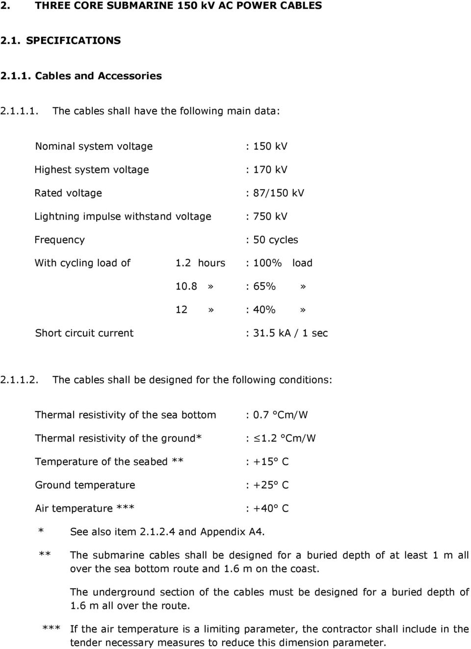 SPECIFICATIONS 2.1.