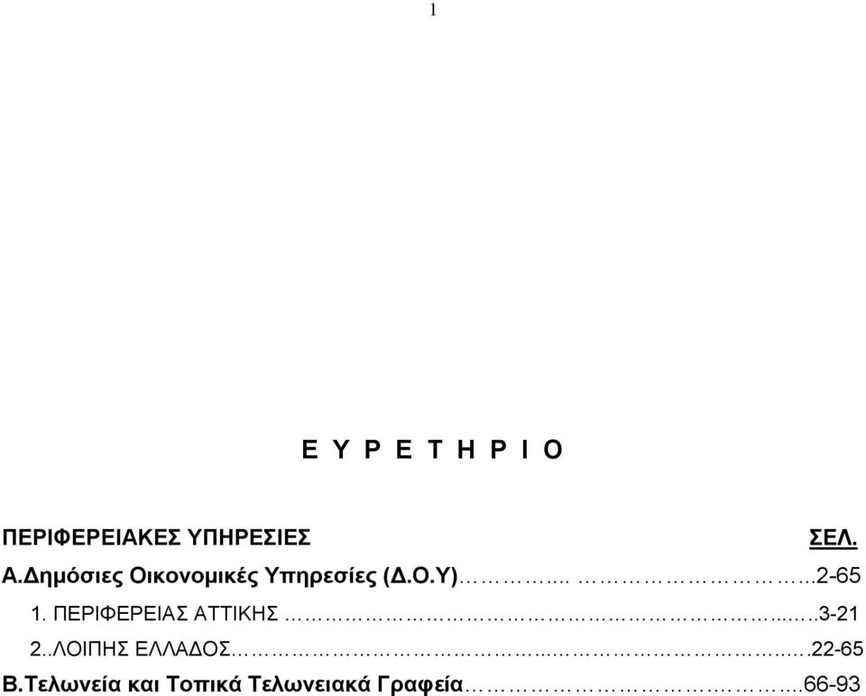 ΠΕΡΙΦΕΡΕΙΑΣ ΑΤΤΙΚΗΣ.....3-21 2..ΛΟΙΠΗΣ ΕΛΛΑΔΟΣ.