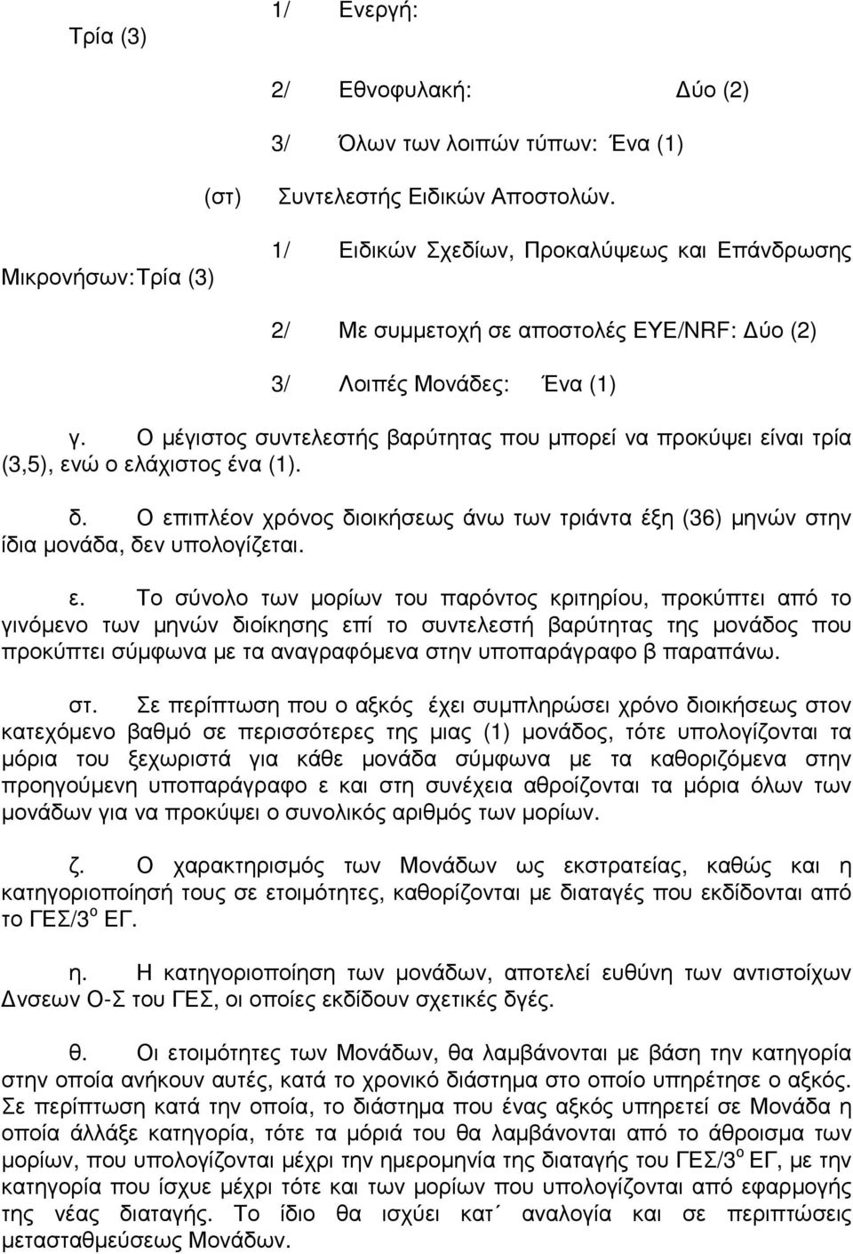 Ο µέγιστος συντελεστής βαρύτητας που µπορεί να προκύψει εί