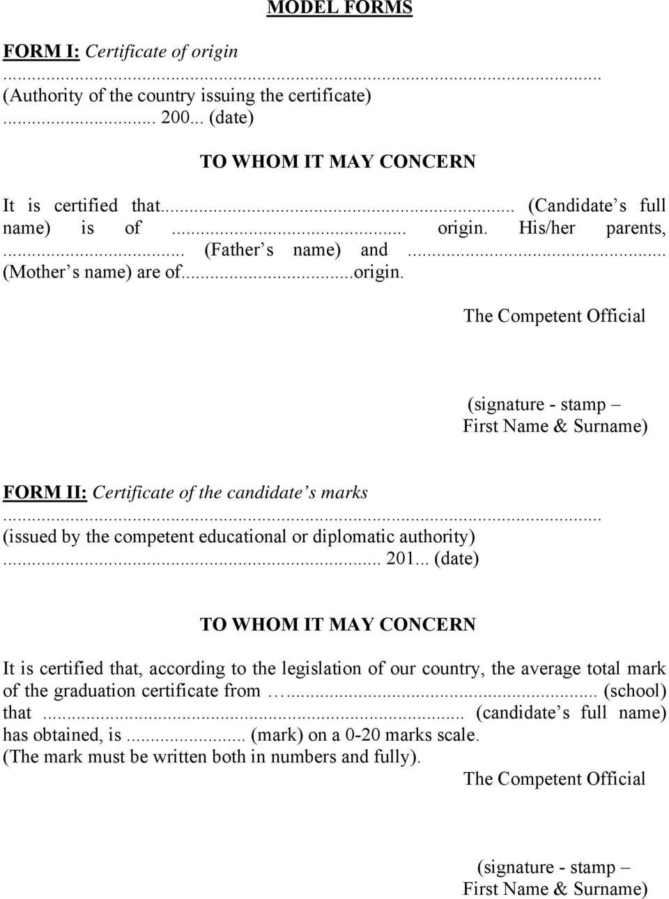 .. (issued by the competent educational or diplomatic authority)... 201.