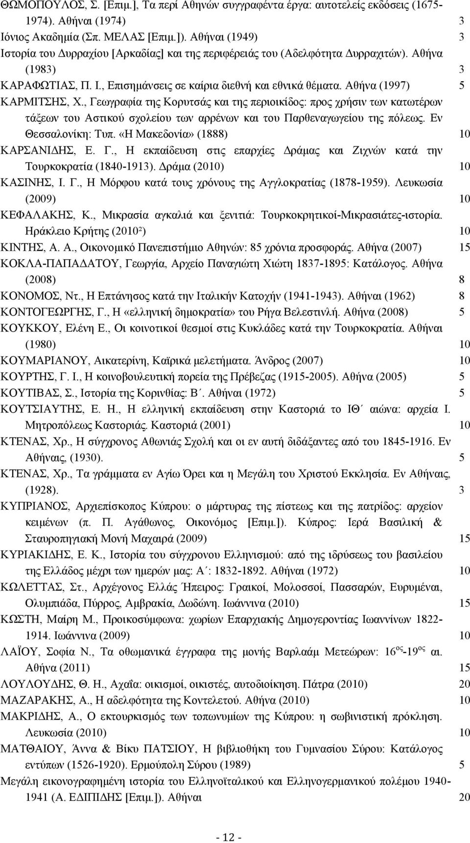 Αθήνα (1997) 5 ΚΑΡΜΙΤΣΗΣ, Χ., Γεωγραφία της Κορυτσάς και της περιοικίδος: προς χρήσιν των κατωτέρων τάξεων του Αστικού σχολείου των αρρένων και του Παρθεναγωγείου της πόλεως. Εν Θεσσαλονίκη: Τυπ.