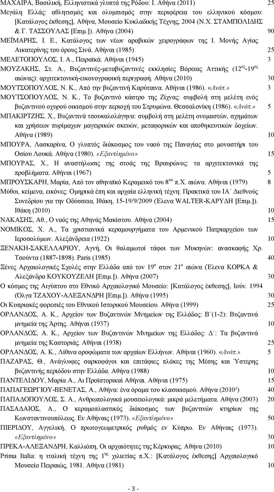 Αθήνα (2004) 90 ΜΕΪΜΑΡΗΣ, Ι. Ε., Κατάλογος των νέων αραβικών χειρογράφων της Ι. Μονής Αγ