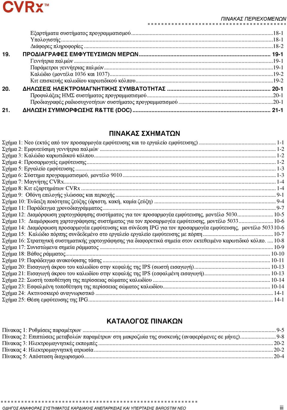 .. 20-1 Προφυλάξεις ΗΜΣ συστήματος προγραμματισμού...20-1 Προδιαγραφές ραδιοσυχνοτήτων συστήματος προγραμματισμού...20-1 21. ΔΗΛΩΣΗ ΣΥΜΜΟΡΦΩΣΗΣ R&TTE (DOC).