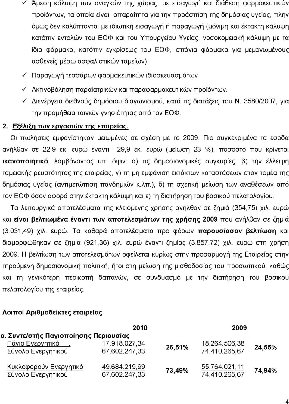 ασφαλιστικών ταμείων) Παραγωγή τεσσάρων φαρμακευτικών ιδιοσκευασμάτων Ακτινοβόληση παραϊατρικών και παραφαρμακευτικών προϊόντων. Διενέργεια διεθνούς δημόσιου διαγωνισμού, κατά τις διατάξεις του Ν.