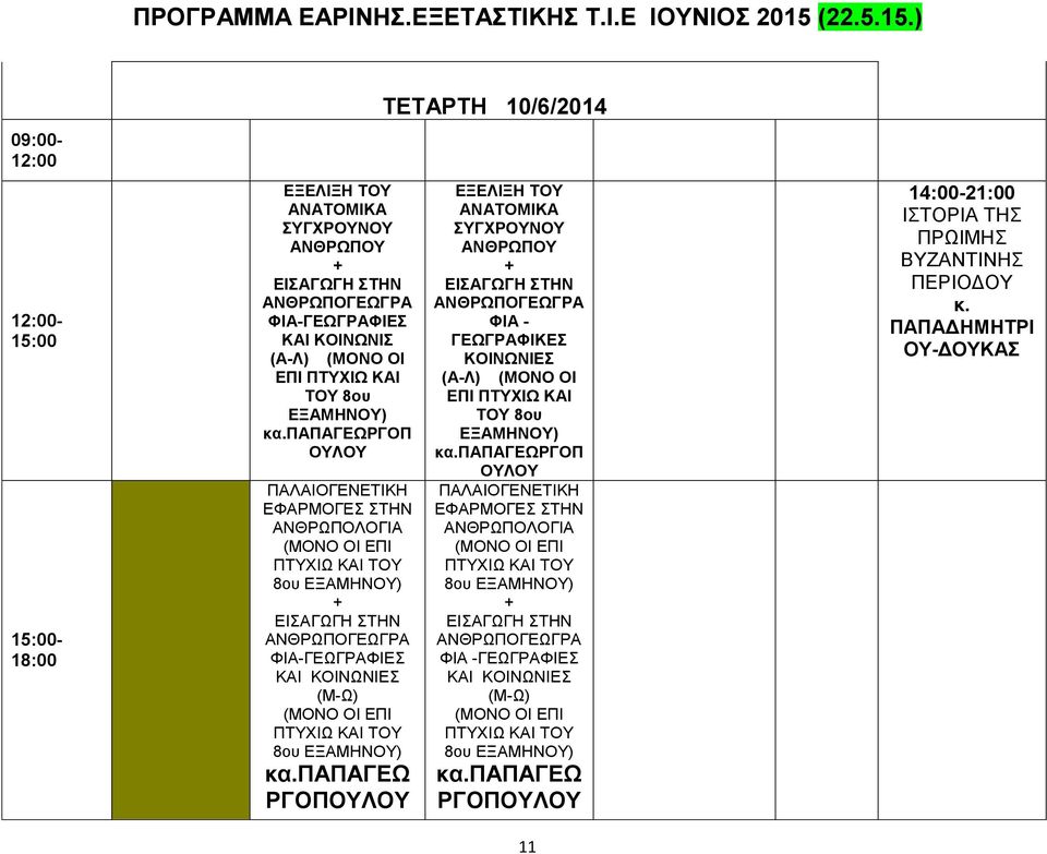 παπαγεω ΡΓΟΠΟΥΛΟΥ ΤΕΤΑΡΤΗ 10/6/2014 ΕΞΕΛΙΞΗ ΤΟΥ ΑΝΑΤΟΜΙΚΑ ΣΥΓΧΡΟΥΝΟΥ ΑΝΘΡΩΠΟΥ ΕΙΣΑΓΩΓΗ ΣΤΗΝ ΑΝΘΡΩΠΟΓΕΩΓΡΑ ΦΙΑ - ΓΕΩΓΡΑΦΙΚΕΣ ΚΟΙΝΩΝΙΕΣ (Α-Λ) (ΜΟΝΟ ΟΙ ΕΠΙ κα.