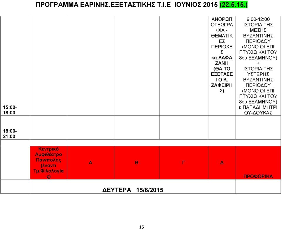 ΖΑΦΕΙΡΗ Σ) 9:00- ΙΣΤΟΡΙΑ ΤΗΣ ΜΕΣΗΣ ΒΥΖΑΝΤΙΝΗΣ ΠΕΡΙΟΔΟΥ 8ου ΙΣΤΟΡΙΑ ΤΗΣ